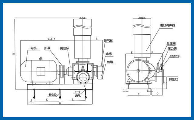 氣力輸送羅茨風機結(jié)構(gòu)圖